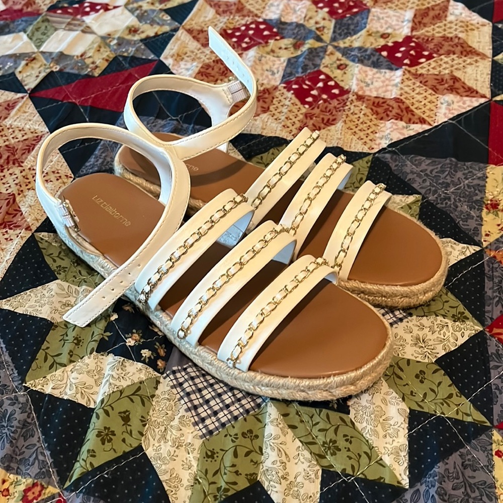 White Liz Claiborne sandals, size 9